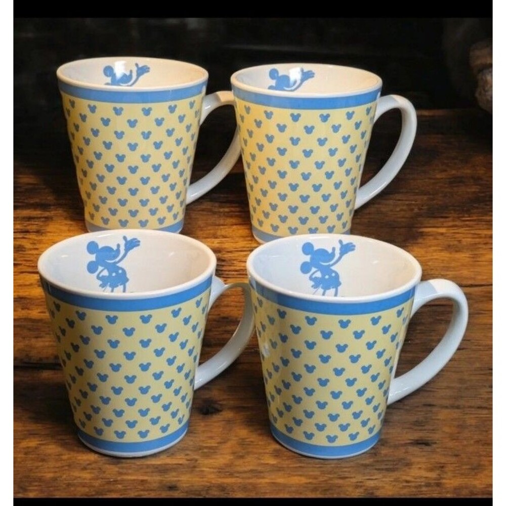 4 Disney Mickey Mouse Silhouette Coffee Mug Cup Diner Style 4"